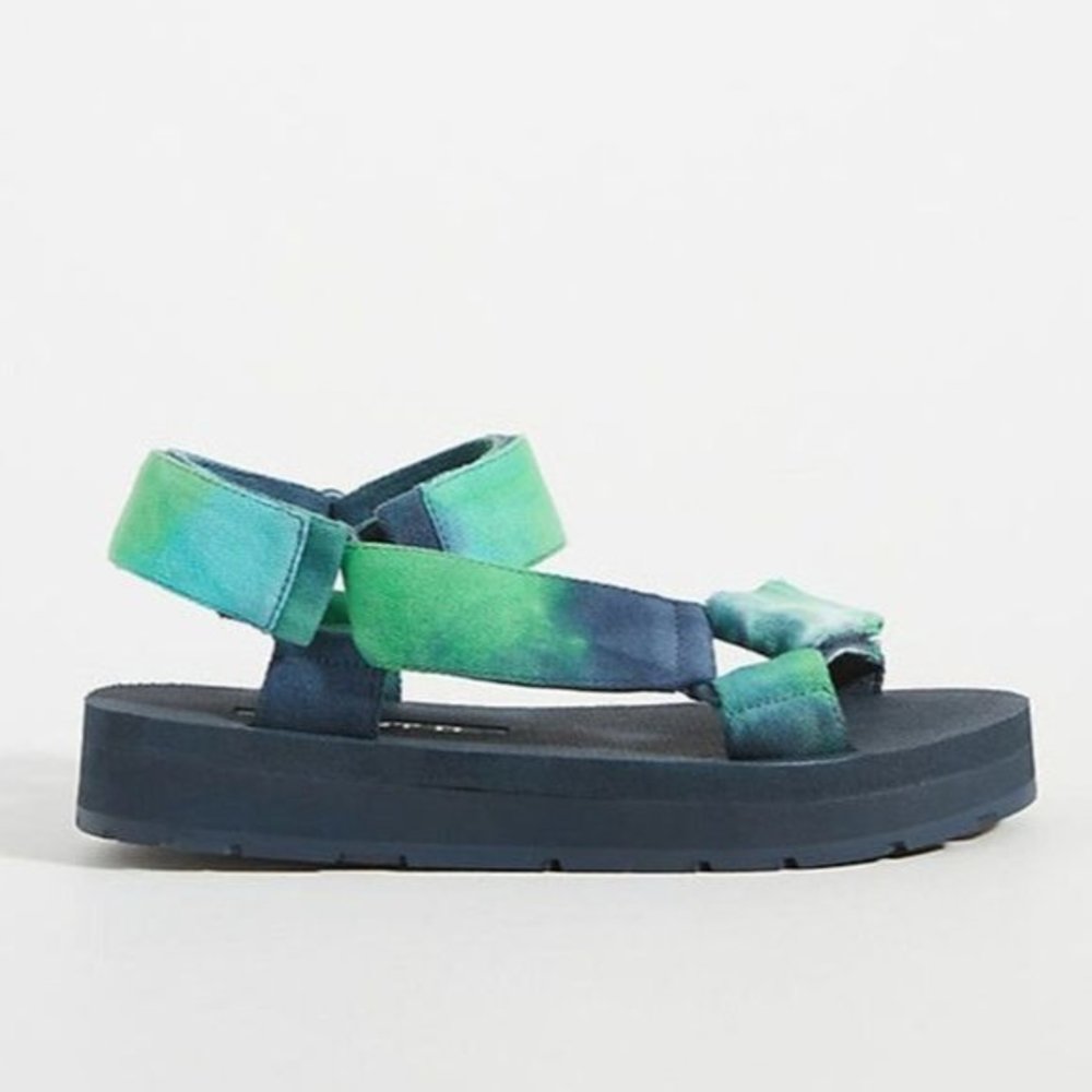 NIB Anthropologie Silent D Morgan Sport Womens Sandals Blue Green Tie-Dye 37